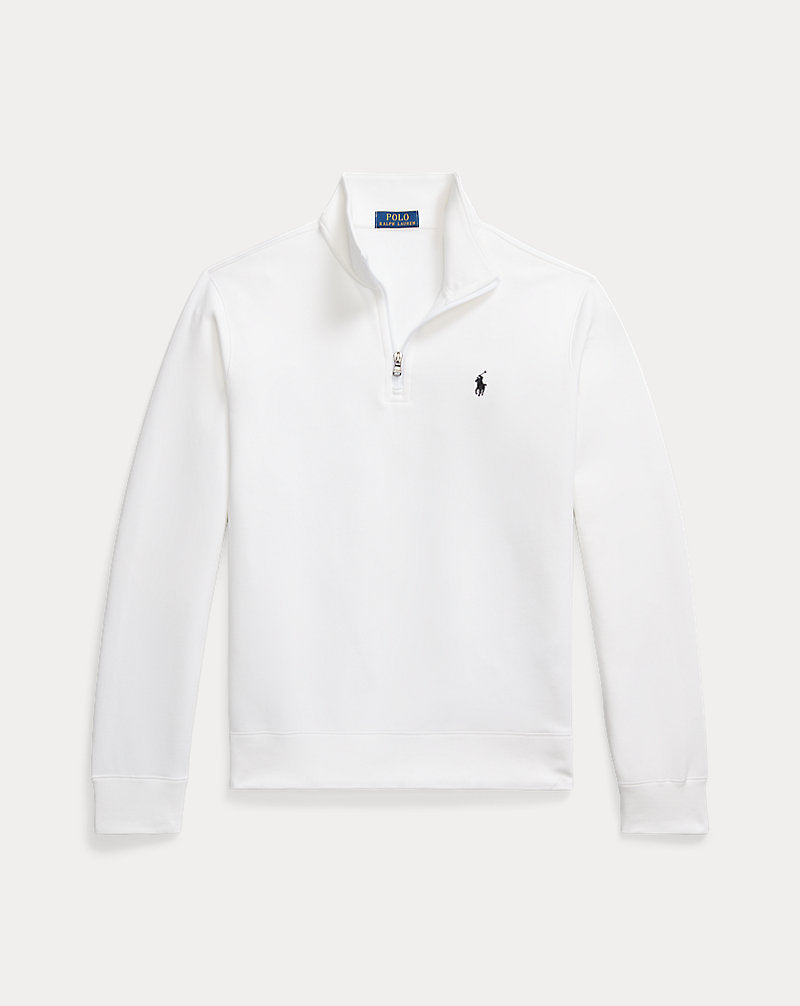 Double-Knit Quarter-Zip Pullover White