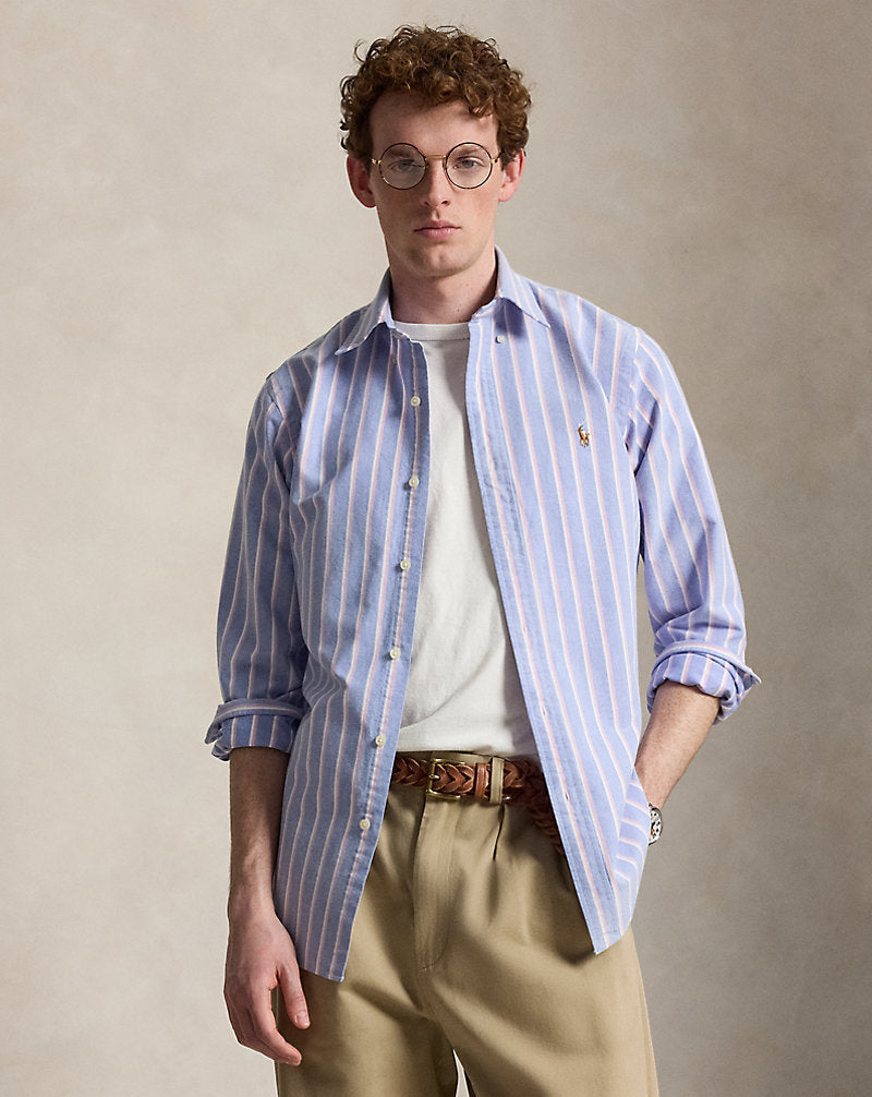 Custom Fit Striped Oxford Shirt Blue/Pink
