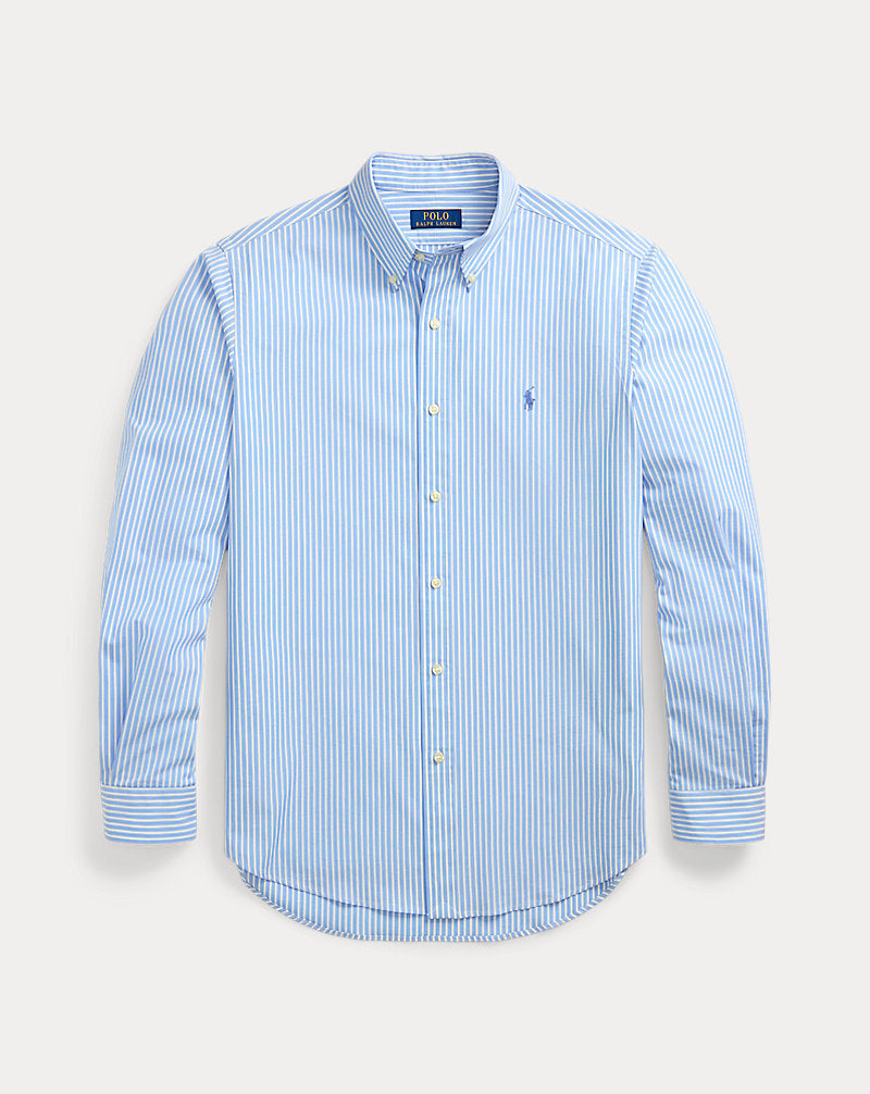 Custom Fit Striped Stretch Poplin Shirt Canvas Blue/White