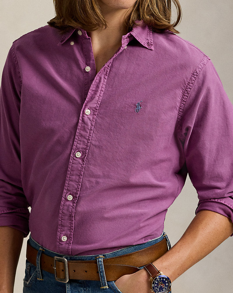 Slim Fit Garment-Dyed Oxford Shirt Tea Rose