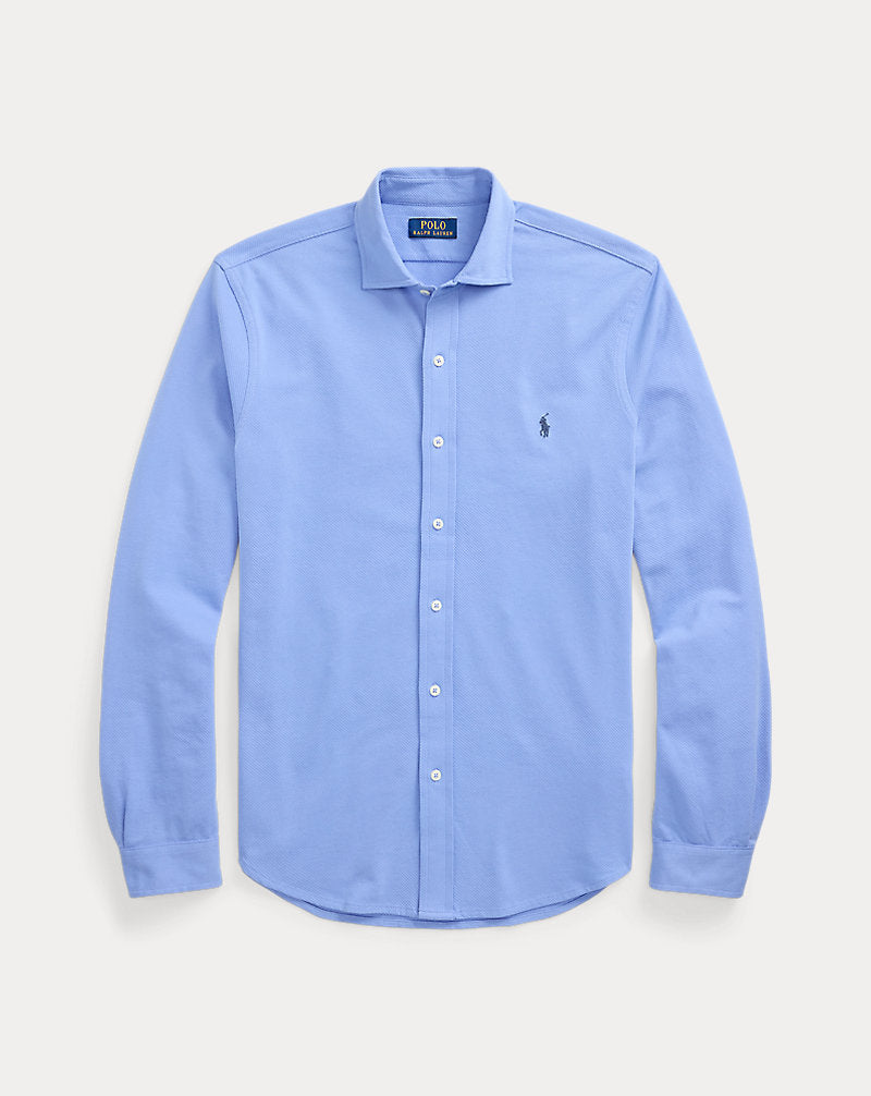 Honeycomb-Knit Shirt Canvas Blue