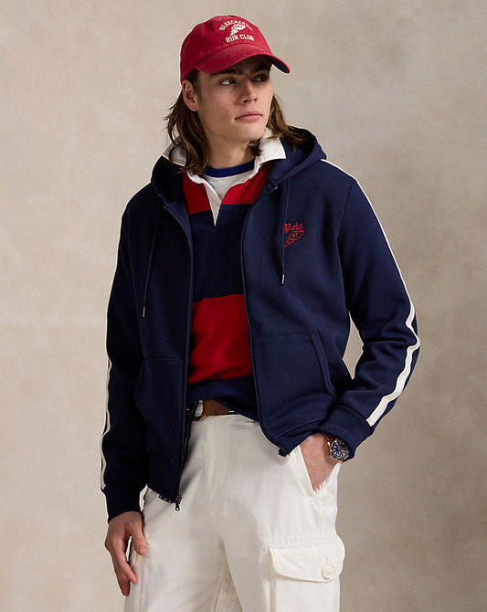 Logo Double-Knit Mesh Hoodie Cruise Navy Multi