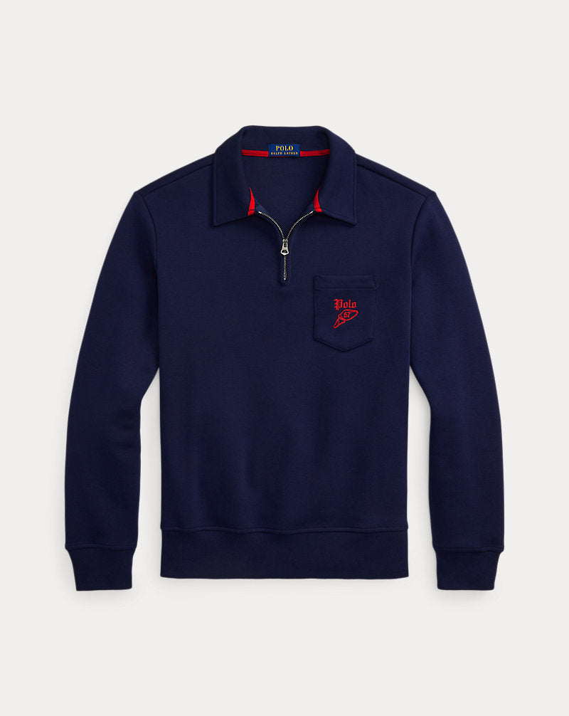 Double-Knit Mesh Collared Sweatshirt Cruise Navy Multi