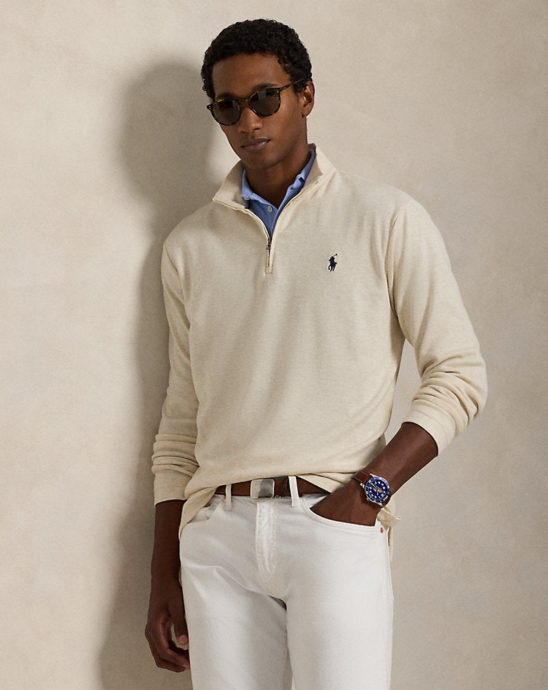 Jacquard Quarter-Zip Pullover Chalk Heather