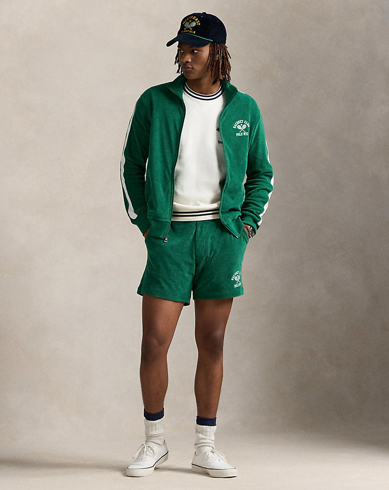 Embroidered Terry Track Jacket Tennis Green