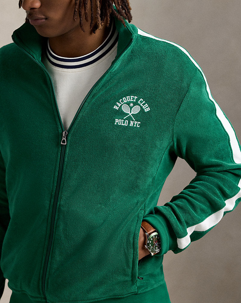 Embroidered Terry Track Jacket Tennis Green