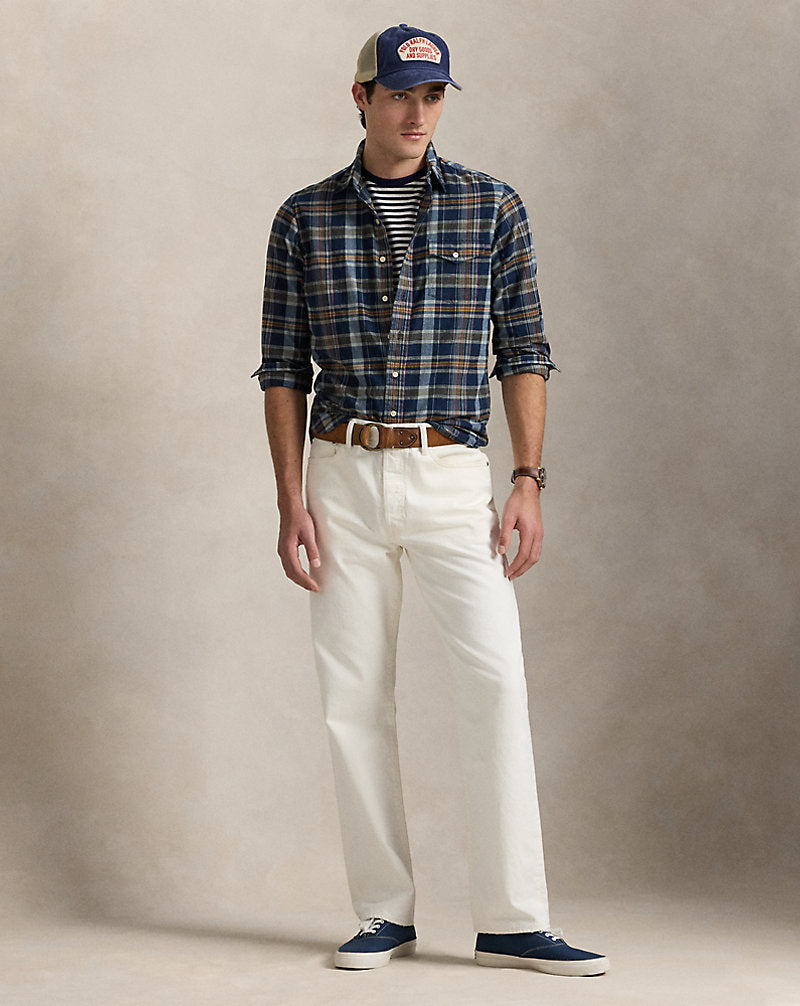 Classic Fit Indigo Madras Shirt Navy Pink Multi