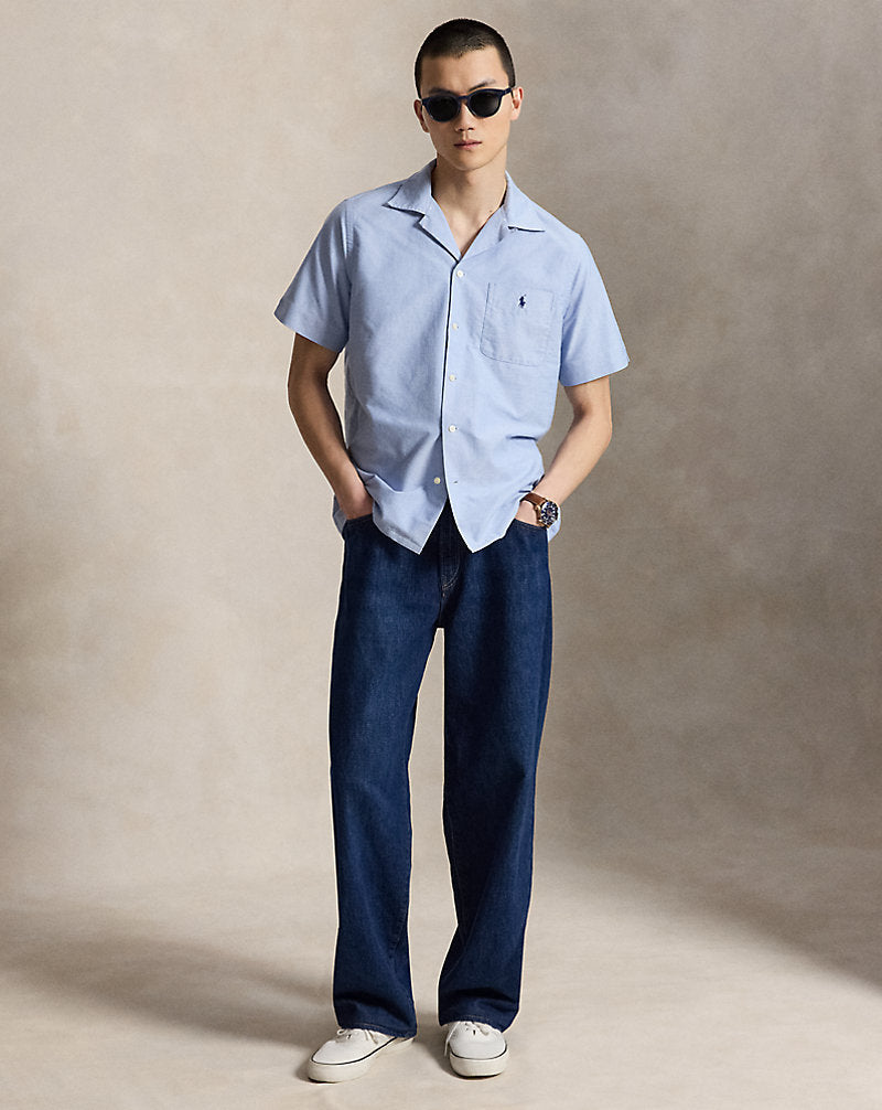 Classic Fit Oxford Camp Shirt Blue