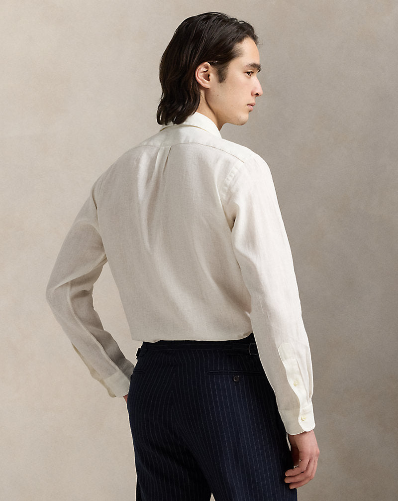 Custom Fit Linen-Cotton Shirt Deckwash White