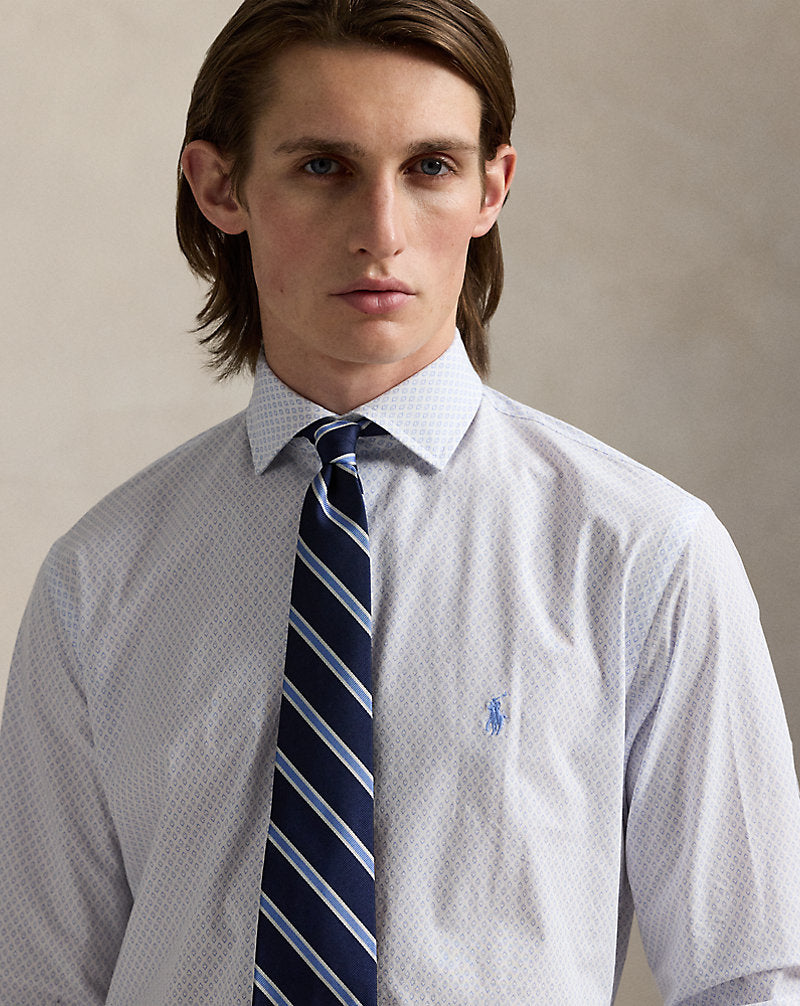 Custom Fit Print Stretch Poplin Shirt Diamond Dot Deco