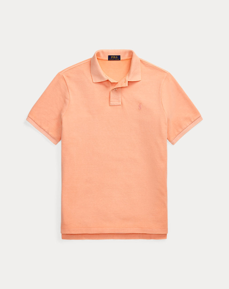 Custom Slim Mineral-Dyed Mesh Polo Shirt Amber