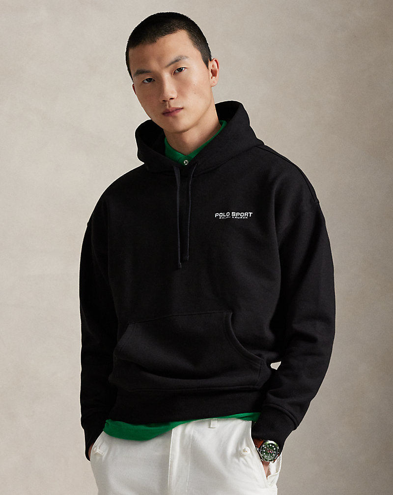 Relaxed Fit Polo Sport Fleece Hoodie Polo Black
