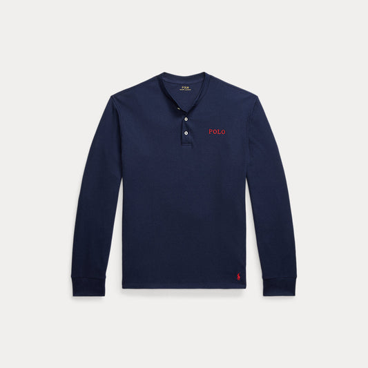 Waffle-Knit Henley Sleep Shirt Cruise Navy