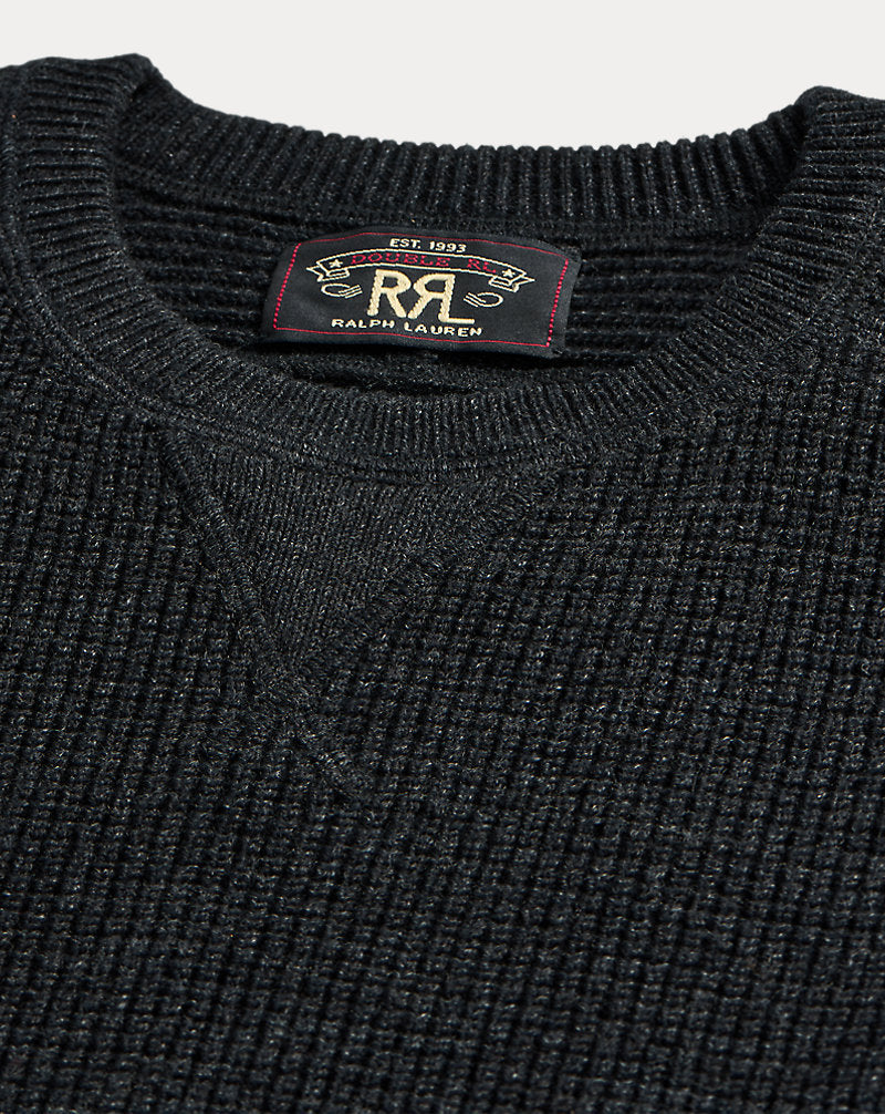 Waffle-Knit Cotton-Wool Jumper Black Heather