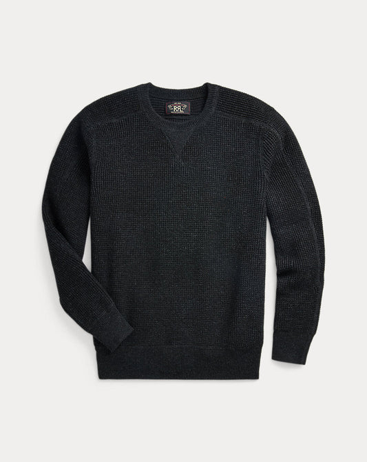 Waffle-Knit Cotton-Wool Jumper Black Heather