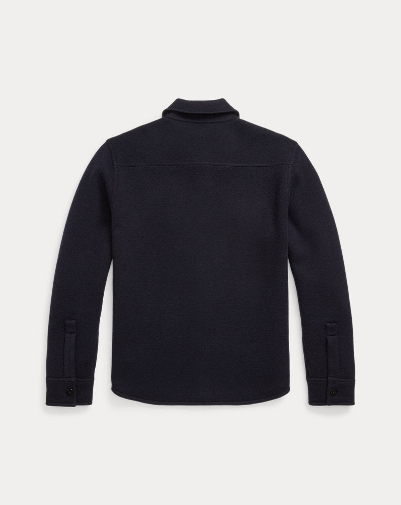 Birdseye Jacquard Wool Workshirt Jumper Navy