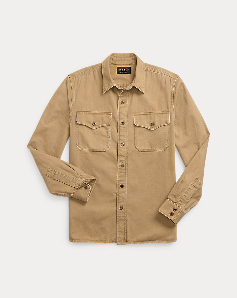 Twill Officer's Workshirt Faded Tan
