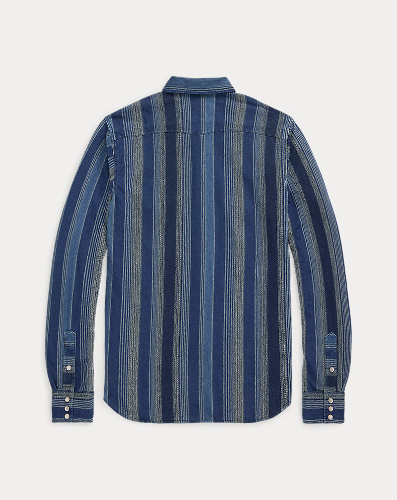 Slim Fit Indigo Striped Western Shirt Indigo/Multi