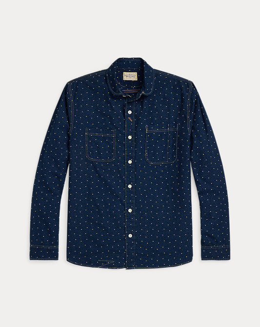 Dot-Print Indigo Workshirt Indigo