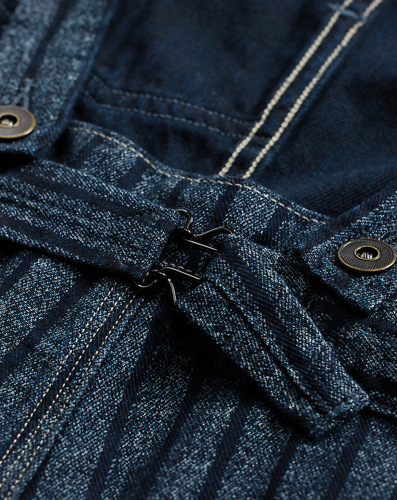 Indigo Striped Twill Overall