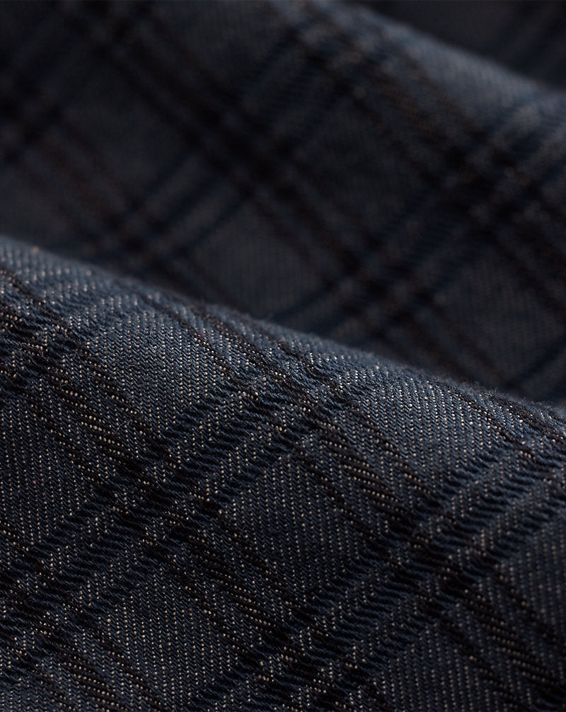 Plaid Jacquard Denim Jacket Navy Multi