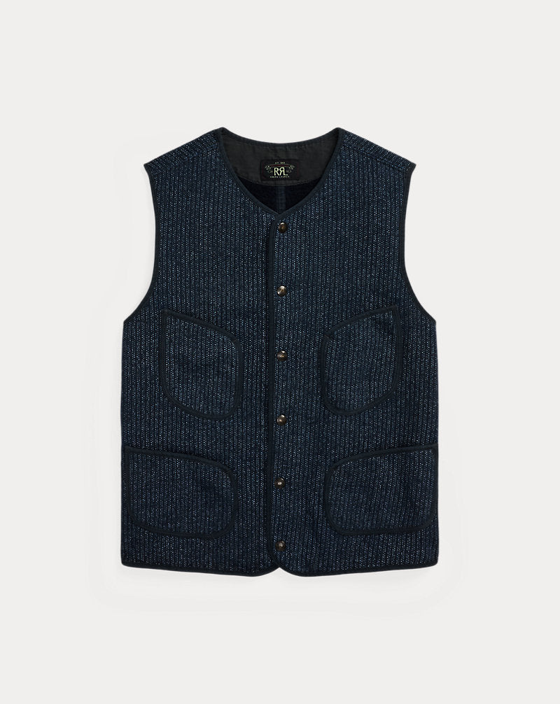 Print Indigo Fleece Waistcoat Navy Multi