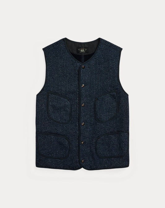 Print Indigo Fleece Waistcoat Navy Multi