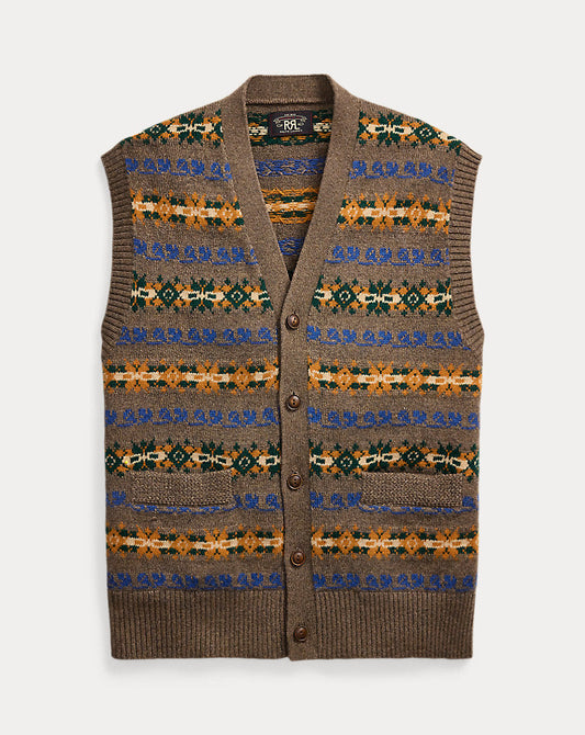 Fair Isle Wool-Blend Sleeveless Jumper Tan Multi