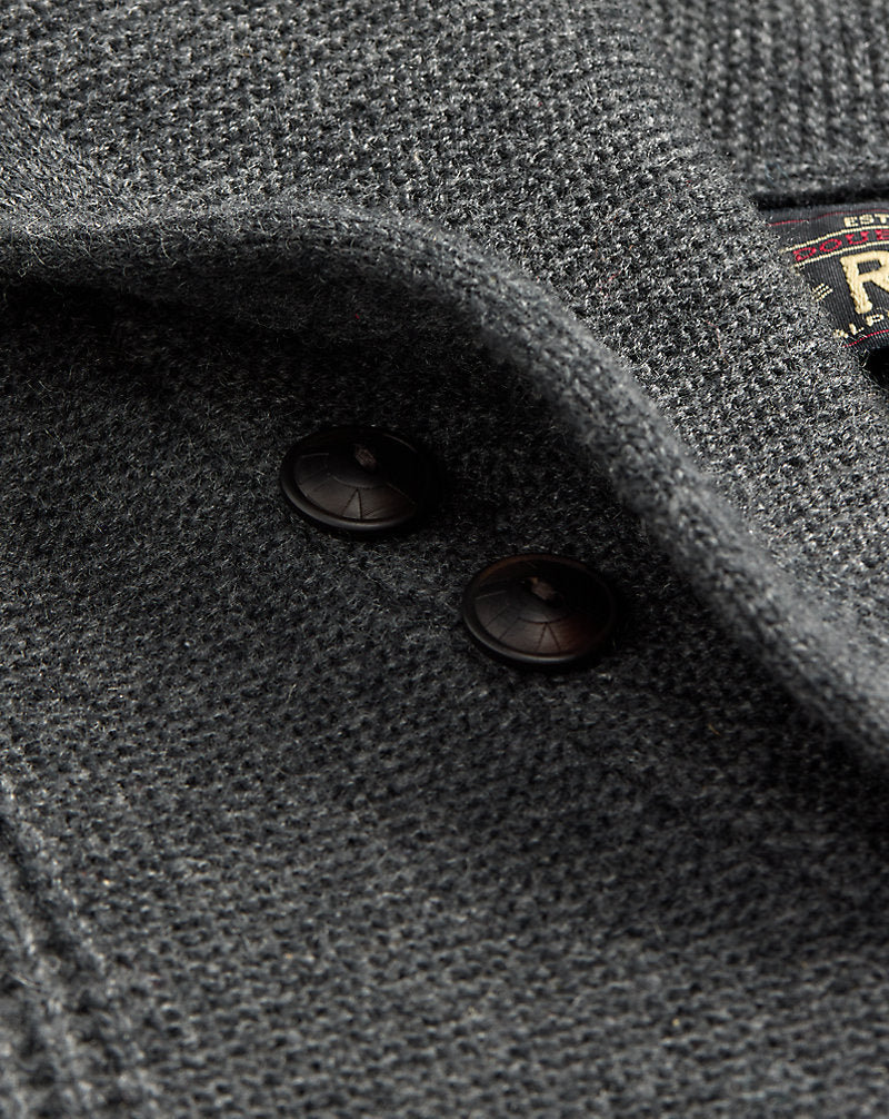 Waffle-Knit Cashmere Shawl Cardigan Dark Grey Heather
