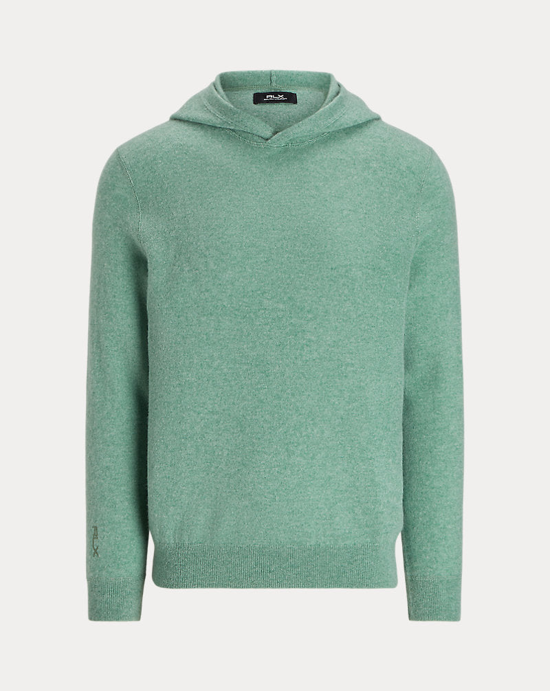 Washable Cashmere Hooded Jumper Field Olive Heather