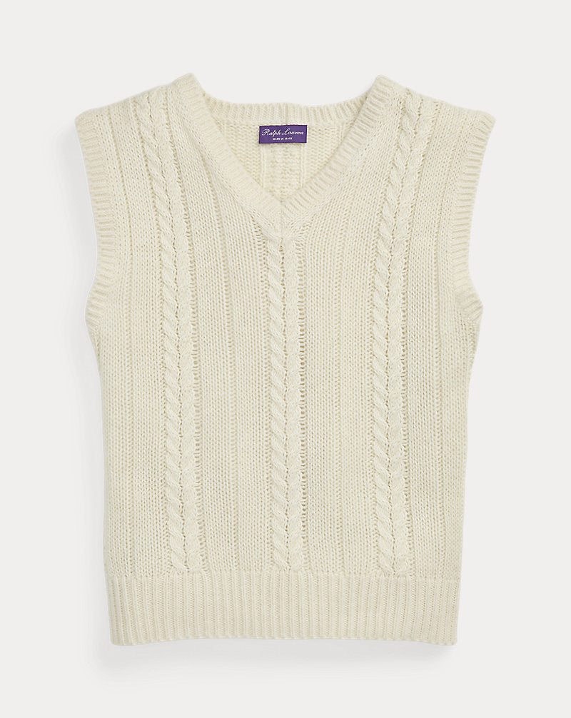 Cashmere-Silk-Linen Sleeveless Jumper Limestone