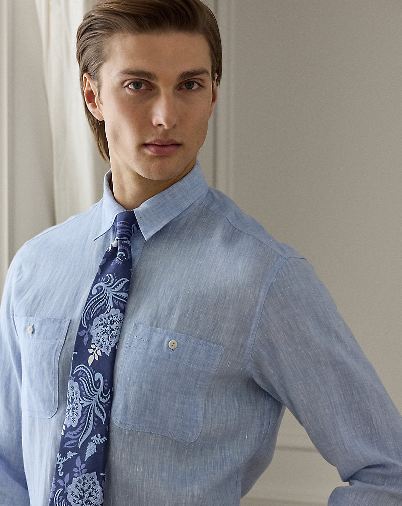 Linen Chambray Shirt Light Blue