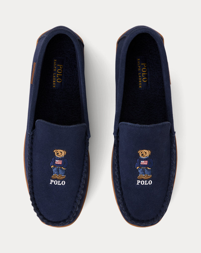 Brenan Polo Bear Suede Slipper Navy Suede W/Bear
